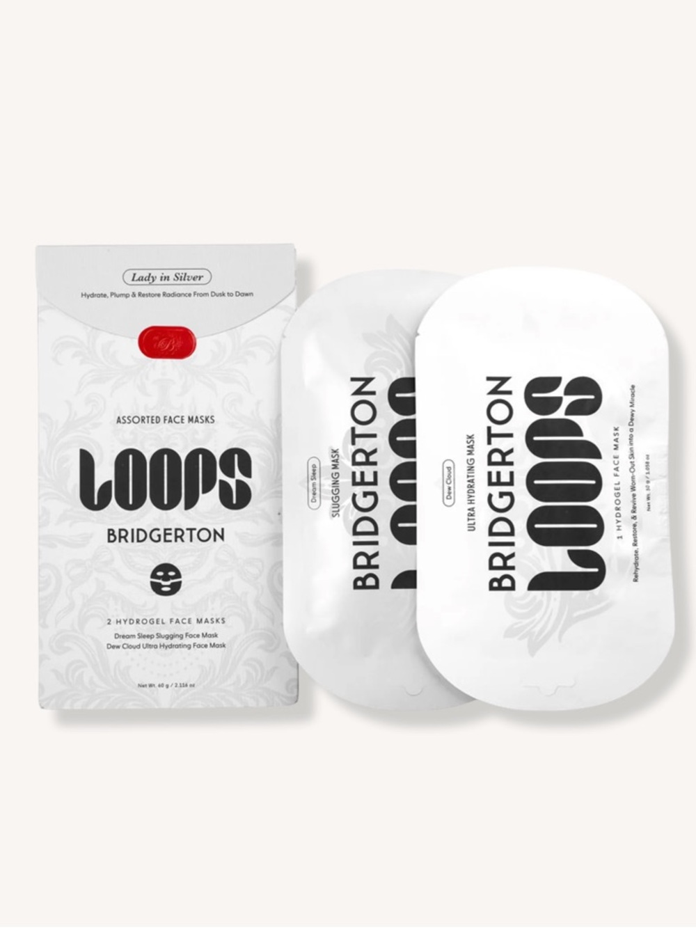 NWT Loops Beauty x Bridgerton 2 piece Face Mask Set